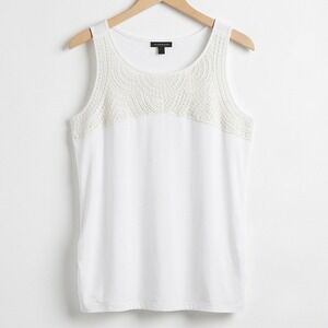 Lane Bryant 22/24 White Beaded Embellished Tank Top Fairycore Boho Balletcore